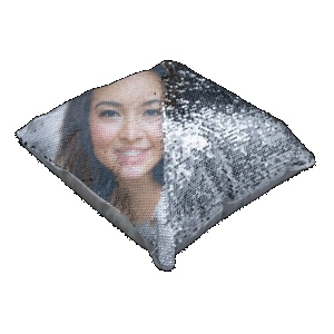 Custom printed silver-back sequin cushion