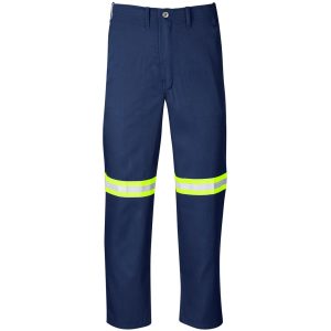 Trade Polycotton Pants - Reflective Legs - Yellow Tape in Navy