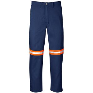 Trade Polycotton Pants - Reflective Legs - Orange Tape in Navy