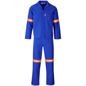 Technician 100% Cotton Conti Suit - Reflective Arms & Legs - Orange Tape in Royal Blue