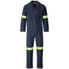 Vintage 100% Cotton Denim Conti Suit - Reflective Arms & Legs - Yellow Tape - Dark Blue