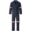 Vintage 100% Cotton Denim Conti Suit - Reflective Arms & Legs - Orange Tape - Dark Blue
