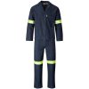 Vintage 100% Cotton Denim Conti Suit - Reflective Arms, Legs & Back - Yellow Tape - Dark Blue