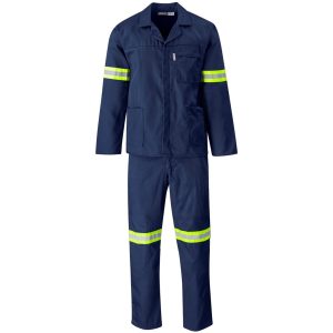 Trade Polycotton Conti Suit - Reflective Arms & Legs - Yellow Taped in Navy