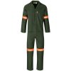 Acid Resistant Polycotton Conti Suit - Reflective Arm & Legs - Orange Tape - Olive