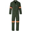 Acid Resistant Polycotton Conti Suit - Reflective Arm, Legs & Back - Orange Tape - Olive