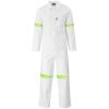 Safety Polycotton Boiler Suit - Reflective Arms & Legs - Yellow Tape - White