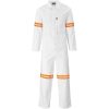 Safety Polycotton Boiler Suit - Reflective Arms Legs & Back - Orange Tape - White