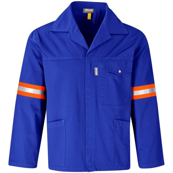 Site Premium Polycotton Jacket - Reflective Arms - Orange Tape - Royal Blue