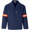 Site Premium Polycotton Jacket - Reflective Arms & Back - Orange Tape - Navy