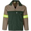 Site Premium Two-Tone Polycotton Jacket - Reflective Arms - Yellow Tape - Khaki