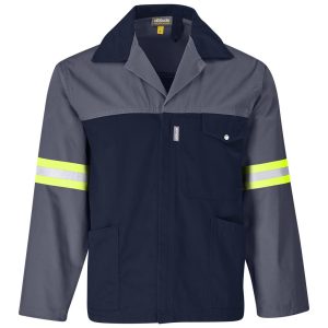 Site Premium Two-Tone Polycotton Jacket - Reflective Arms & Back - Yellow Tape in Grey