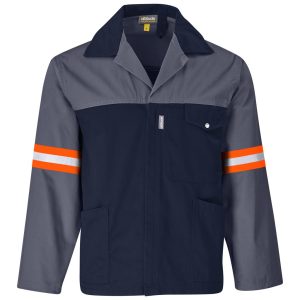 Site Premium Two-Tone Polycotton Jacket - Reflective Arms & Back - Orange Tape in Grey