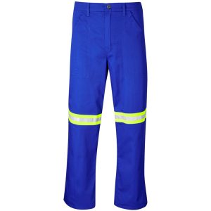 Site Premium Polycotton Pants - Reflective Legs - Yellow Tape in Royal Blue