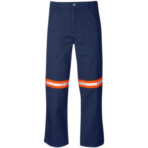 Site Premium Polycotton Pants - Reflective Legs - Orange Tape in Navy