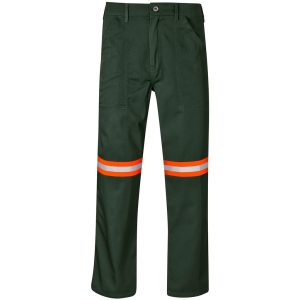 Site Premium Polycotton Pants - Reflective Legs - Orange Tape in Olive
