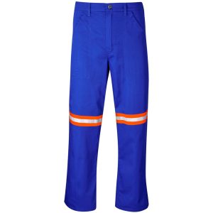 Site Premium Polycotton Pants - Reflective Legs - Orange Tape in Royal Blue