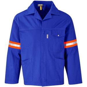 Artisan Premium 100% Cotton Jacket - Reflective Arms - Orange Tape in Royal Blue