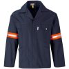 Artisan Premium 100% Cotton Jacket - Reflective Arms & Back - Orange Tape - Navy