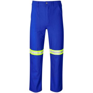 Artisan Premium 100% Cotton Pants - Reflective Legs - Yellow Tape in Royal Blue