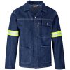 Cast Premium 100% Cotton Denim Jacket - Reflective Arms - Yellow Tape - Blue