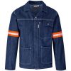 Cast Premium 100% Cotton Denim Jacket - Reflective Arms - Orange Tape - Blue