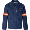Cast Premium 100% Cotton Denim Jacket - Reflective Arms & Back - Orange Tape - Blue