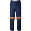 Cast Premium 100% Cotton Denim Pants - Reflective Legs - Orange Tape - Blue