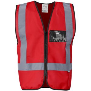 Direction En4 Hi-Viz Reflective Full Zip Vest in Red