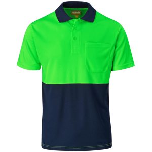Inspector Two-Tone Hi-Viz Golf Shirt in Lime