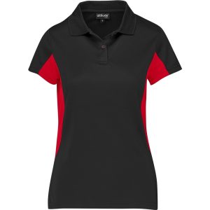 Ladies Championship Golf Shirt in Black Red