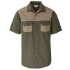 Mens Short Sleeve Serengeti 2-Tone Bush Shirt - Military Green