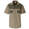 Mens Short Sleeve Serengeti 2-Tone Bush Shirt - Stone Military Green