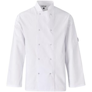 Unisex Long Sleeve Zest Chef Jacket in White