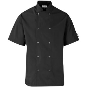 Unisex Short Sleeve Zest Chef Jacket in Black