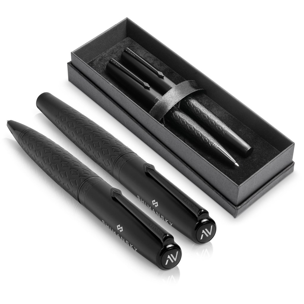 Alex Varga Galexia Ball Pen & Rollerball Set – Black