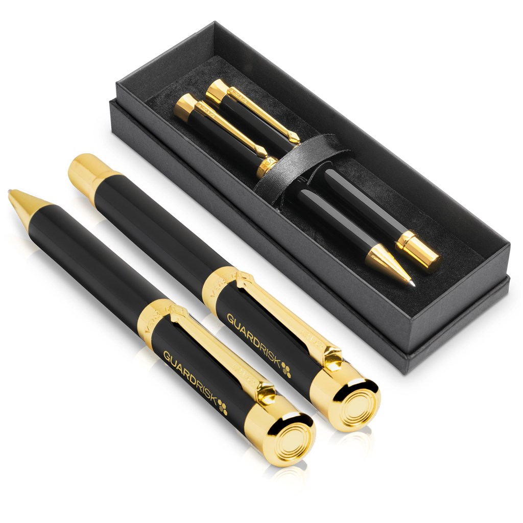 Alex Varga Corona Ball Pen & Rollerball Set – Black