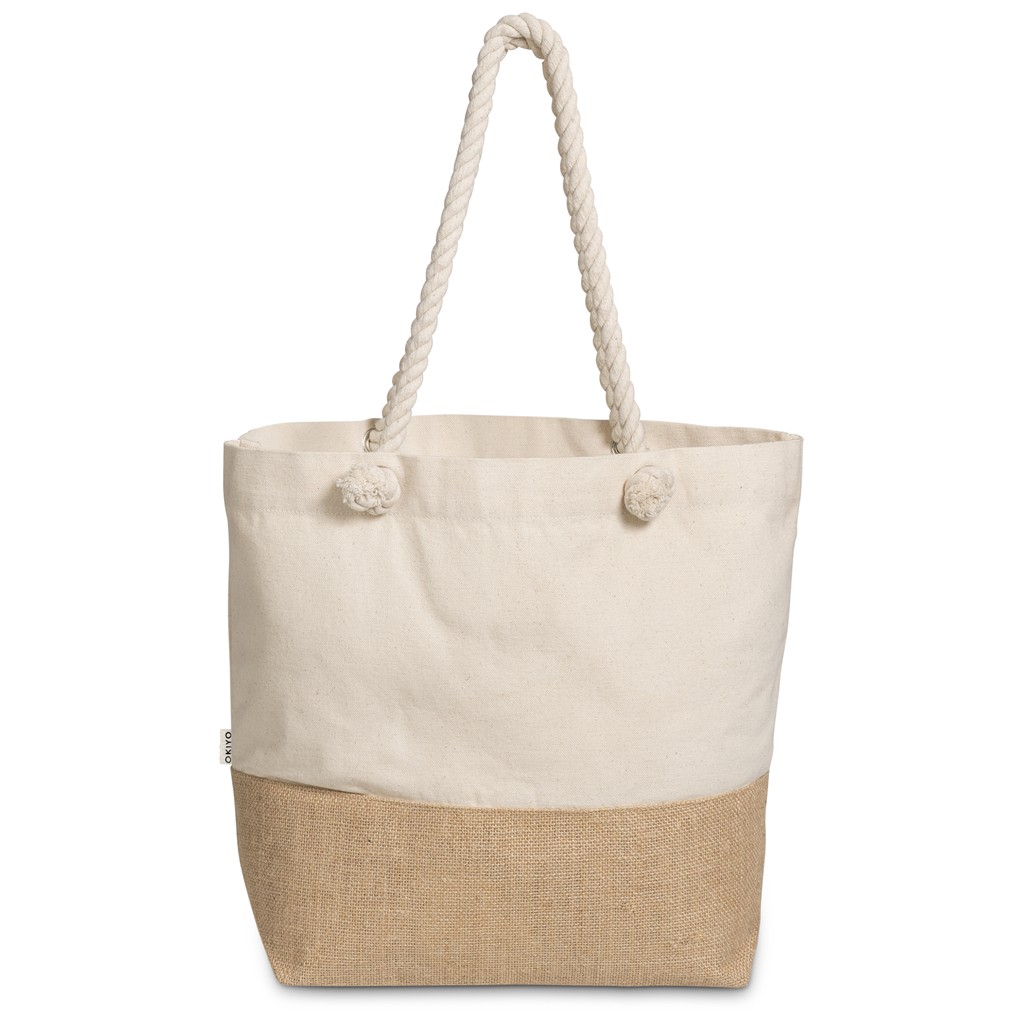 Okiyo Suna Jute & Cotton Beach Bag – Natural