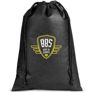 Quando Non-Woven Drawstring Pouch in Black