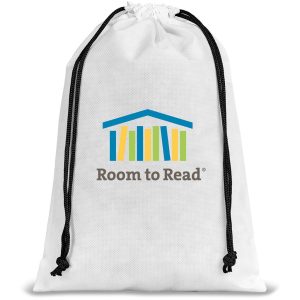 Quando Non-Woven Drawstring Pouch in Solid White