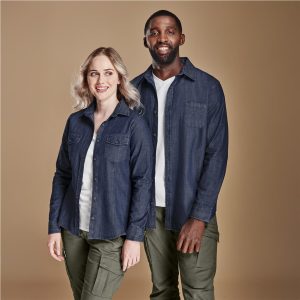 Mens Long Sleeve Eastwood Denim Shirt in Dark Blue