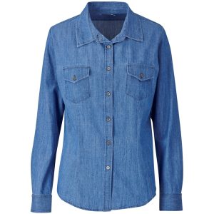 Ladies Long Sleeve Eastwood Denim Shirt in Blue