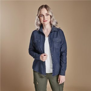 Ladies Long Sleeve Eastwood Denim Shirt in Dark Blue