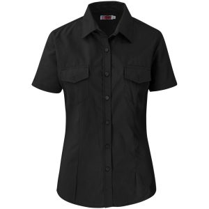 Ladies Short Sleeve Kensington Shirt in Black