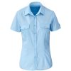 Ladies Short Sleeve Kensington Shirt - Light Blue