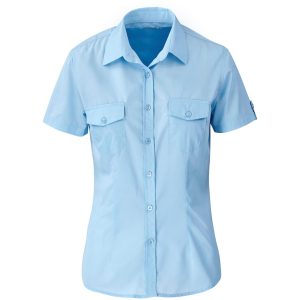 Ladies Short Sleeve Kensington Shirt in Light Blue