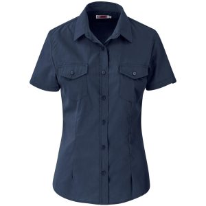 Ladies Short Sleeve Kensington Shirt in Navy