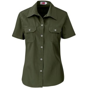 Ladies Short Sleeve Wildstone Shirt in Military Green