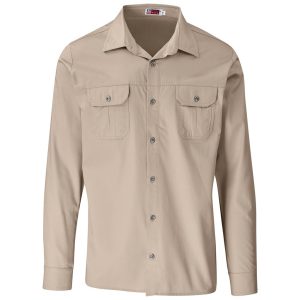 Mens Long Sleeve Wildstone Shirt in Stone