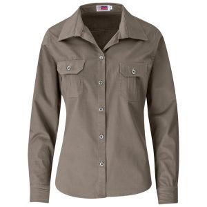 Ladies Long Sleeve Wildstone Shirt in Khaki
